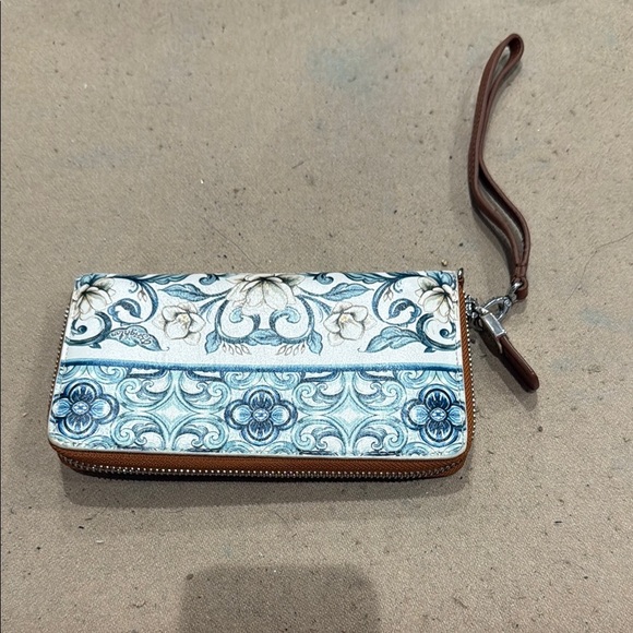 Brighton Blue and White Floral Wristlet - Picture 1 of 5
